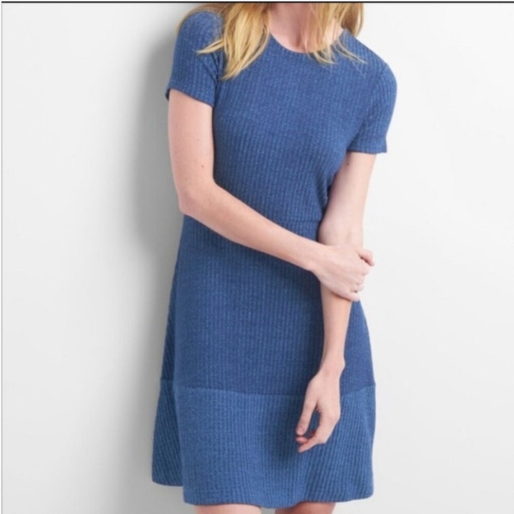GAP ribbed soft spun shirt dress in blue - Large